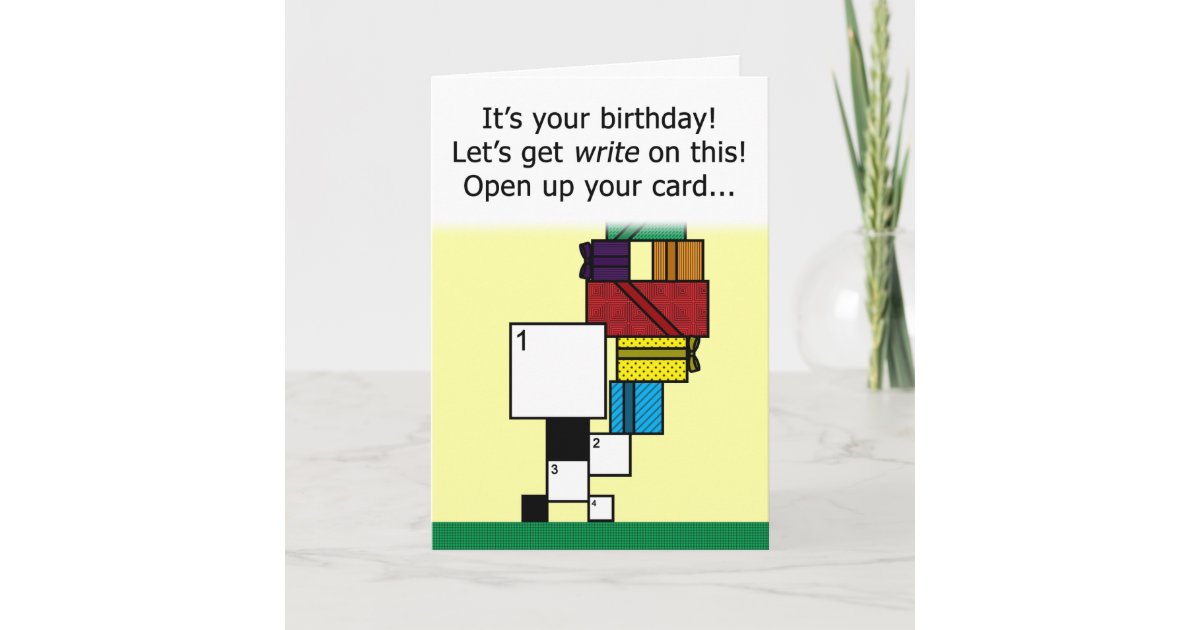 CUSTOM Crossword Puzzle Birthday Card (7x7 Grid) Zazzle