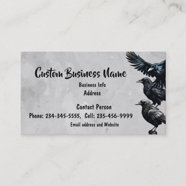 Custom Crow Corvid Bird Nature Wildlife art Business Card (Front)