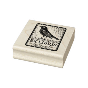 Custom crow raven Exlibris Rubber Stamp