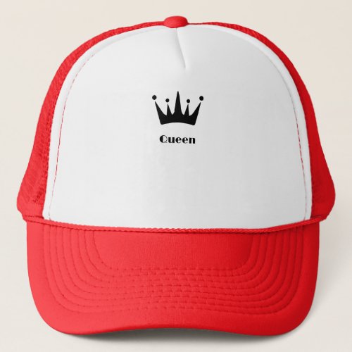 Custom Crown Image Queen Text Name with Red Color Trucker Hat