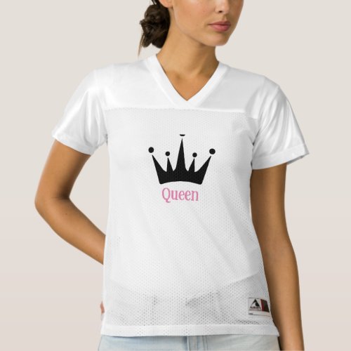 Custom Crown Image Queen Text Pink Color Text Womens Football Jersey