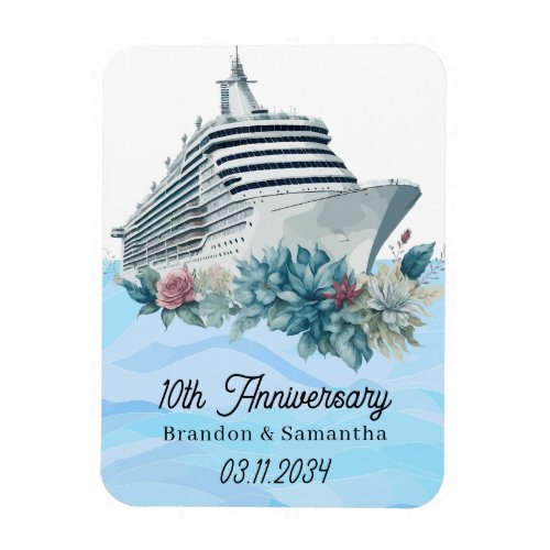 Custom Cruise 10th Wedding Anniversary Keepsake Magnet