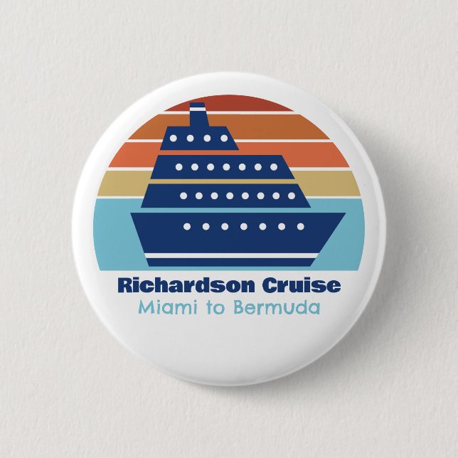 Custom Cruise Ship Family Trip Sunset Keepsake Button (Front)