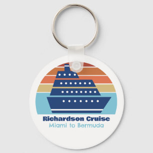 Custom Cruise Ship Family Trip Sunset Keepsake Keychain