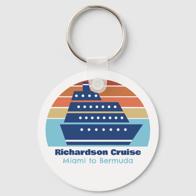 Custom Cruise Ship Family Trip Sunset Keepsake Keychain (Front)