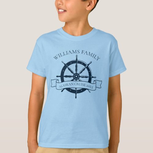 Custom Cruise Ship Nautical Family Vacation Kids T_Shirt