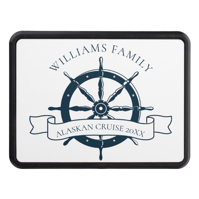 Custom Cruise Ship Nautical Wheel Boat Captain Hitch Cover (Front)