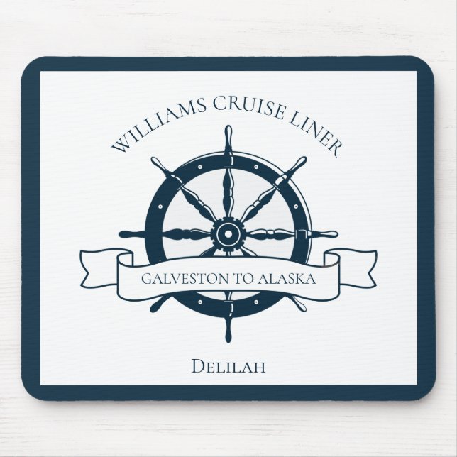 Custom Cruise Ship Nautical Wheel Boat Captain Mouse Pad (Front)