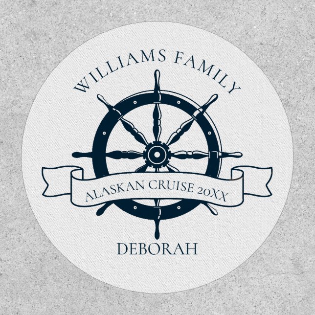 Custom Cruise Ship Nautical Wheel Boat Captain Patch (Front)