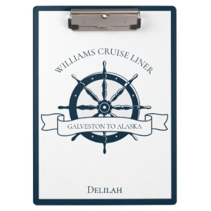Custom Cruise Ship Nautical Wheel Boat Vacation Clipboard