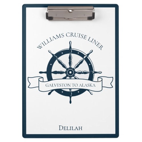Custom Cruise Ship Nautical Wheel Boat Vacation Clipboard