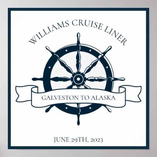 Custom Cruise Ship Nautical Wheel Keepsake Poster