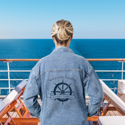 Custom Cruise Ship Nautical Wheel Vacation Denim Jacket