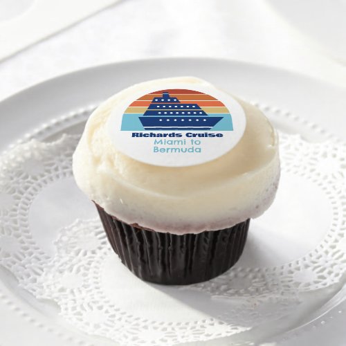 Custom Cruise Ship Ocean Liner Sunset Party Edible Frosting Rounds