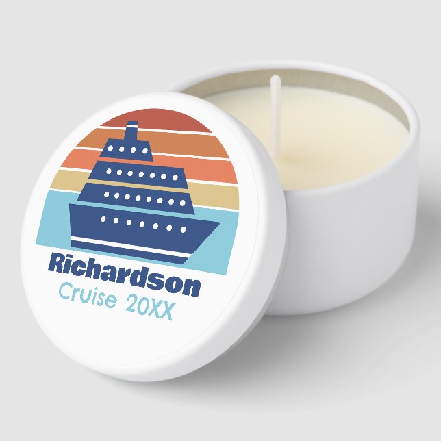 Custom Cruise Ship Ocean Liner Sunset Party Mini Candle Favors (Corner)