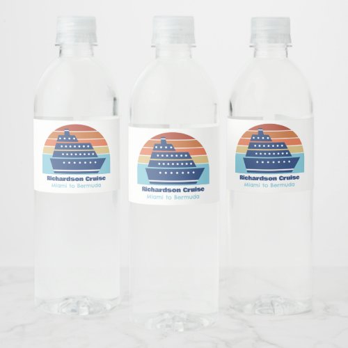 Custom Cruise Ship Ocean Liner Sunset Party Water Bottle Label