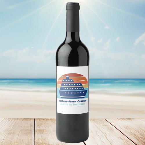 Custom Cruise Ship Ocean Liner Sunset Wine Label