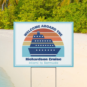 Custom Cruise Ship Sunset Welcome Aboard Yard Sign