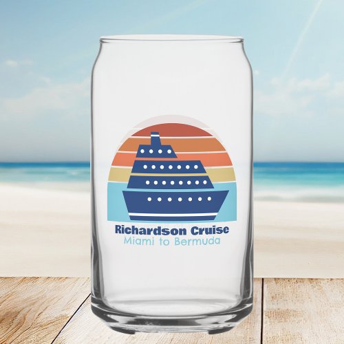 Custom Cruise Ship Trip Sunset Keepsake Can Glass