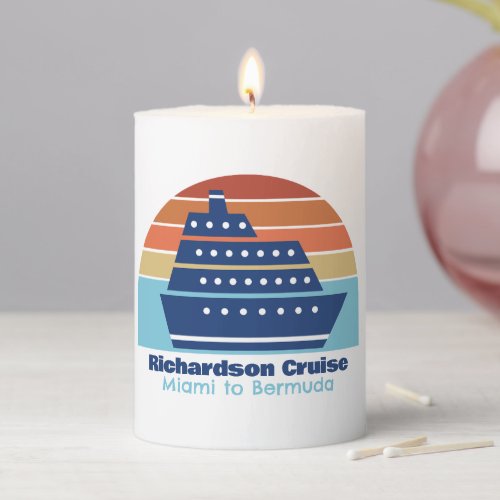 Custom Cruise Ship Trip Sunset Keepsake Pillar Candle