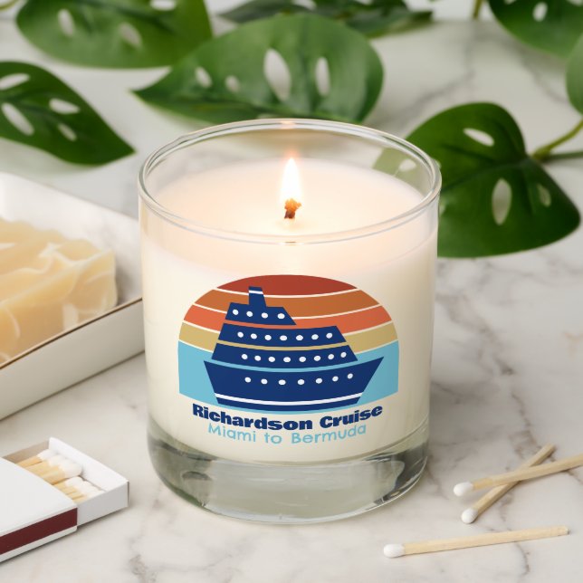 Custom Cruise Ship Trip Sunset Keepsake Scented Candle (Lit)