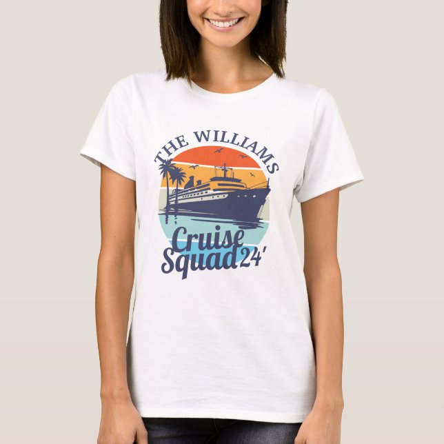 Custom Cruise Squad Family Group Friends Sunset T-Shirt (Front)