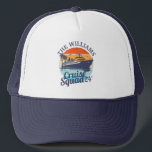 Custom Cruise Squad Family Group Friends Sunset Trucker Hat<br><div class="desc">Set sail in style with our "Custom Cruise Squad Family Group Friends Sunset." trucker hat. Personalize it with your family name or group for a touch of unity. Perfect for capturing cherished memories from your adventures together. Whether you're exploring exotic ports or lounging on deck, this trucker hat is a...</div>