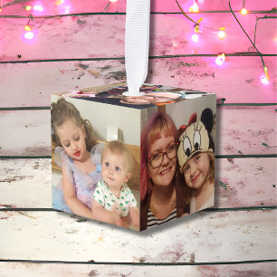Custom Cube Family Photos Christmas Ornament