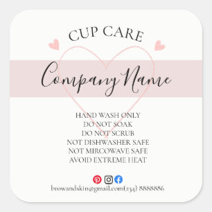 Custom Cup Care Instructions Label Small Business