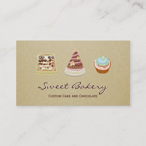 Custom Cupcake Cake Chocolate Bakery Store Business Card