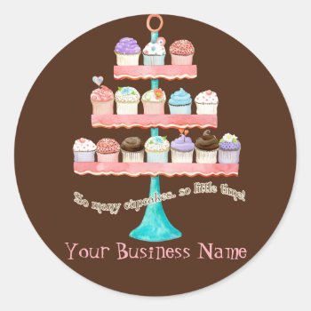 Custom Cupcake Sweet Shoppe Business Stickers Seal by EverythingBusiness at Zazzle