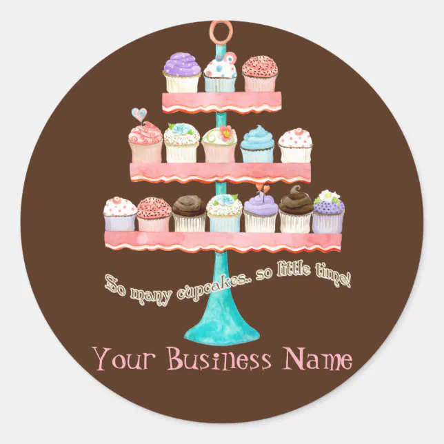 Custom Cupcake Sweet Shoppe Business Stickers Seal | Zazzle