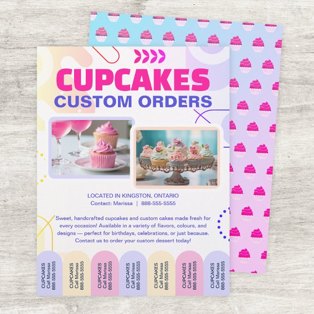 Custom Cupcakes and Cakes Tear Offs Flyer Template (Creator Uploaded)