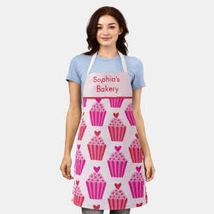 Custom Cupcakes with Red and Pink Hearts  Apron