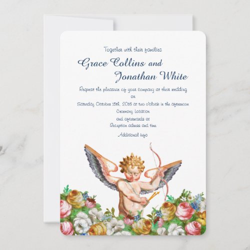 Custom cupid garden wedding invitation