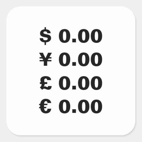 Custom Currency Symbol price stickers for business