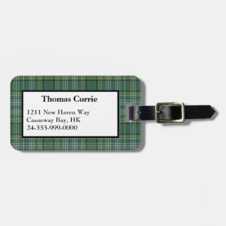Custom Currie Tartan Plaid Luggage Tag