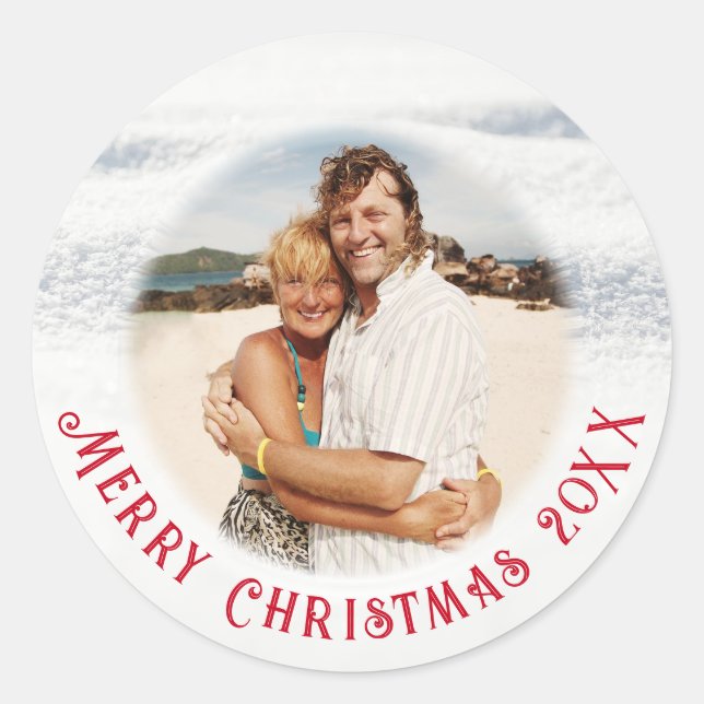 Custom Curved Text Christmas Photo Sticker (Front)