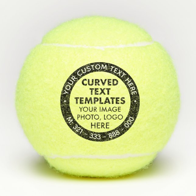 Custom Curved White Text Photo Logo Tennis Balls (Front)