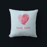CUSTOM CUSHION simple fingerprint heart couple<br><div class="desc">A very "on trend" design featuring two fingerprints entwined to create a heart - the perfect couple's gift whether it be for their wedding, anniversary or just because... Setup as a template it is simple for you to add your own details, or hit the customize button and you can add...</div>