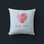 CUSTOM CUSHION simple fingerprint heart couple<br><div class="desc">A very "on trend" design featuring two fingerprints entwined to create a heart - the perfect couple's gift whether it be for their wedding, anniversary or just because... Setup as a template it is simple for you to add your own details, or hit the customize button and you can add...</div>