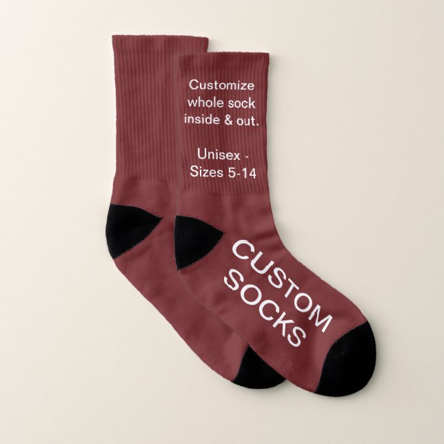 Custom Customizable Small Burgundy Red Socks (Pair)