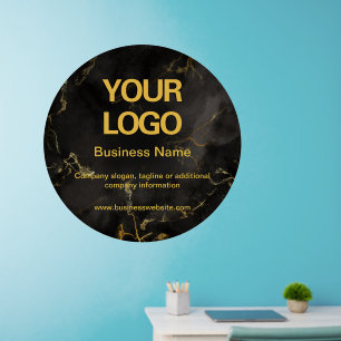 Custom Cut Black Gold Marble Business Logo Slogan Wall Decal