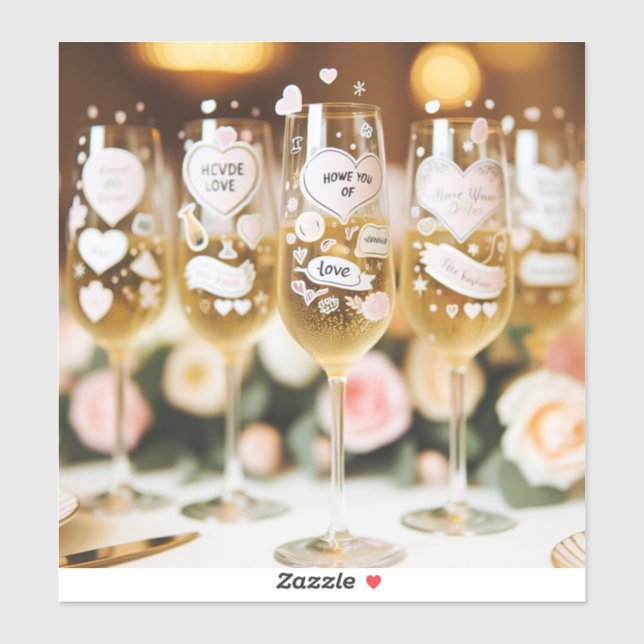 Custom-Cut Champagne glass stickers with c Sticker (Sheet)