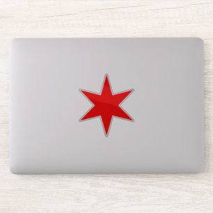Custom Cut Chicago Flag Red 6-Pointed Star Sticker