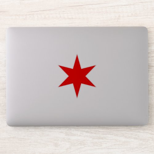 Custom Cut Chicago Flag Red 6_Pointed Star Sticker