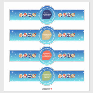 Custom-Cut Holiday Stickers Box Seals Napkin Bands