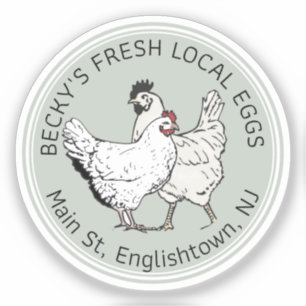 Custom-Cut Local Eggs Vinyl Sticker Vintage Green