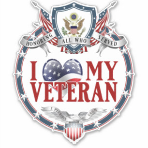 Custom-Cut Luv My Veteran Sticker