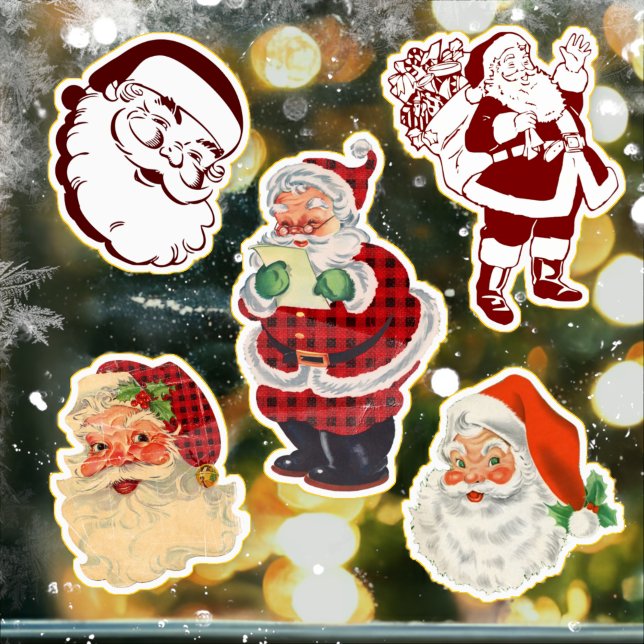 Custom Cut Retro Santa Claus Christmas Pack of 5 Sticker (Creator Uploaded)